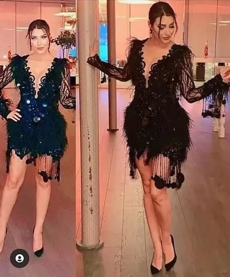 Beaded Feather Cocktail by Karmen Aksu